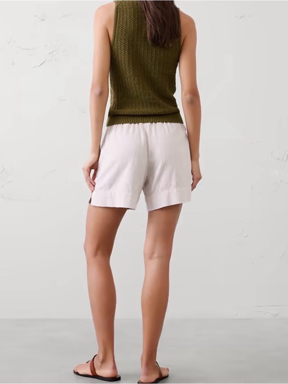 Banana Republic Factory Any Day Flax High-Rise Linen Blend Shorts SZ Large - Picture 2 of 12
